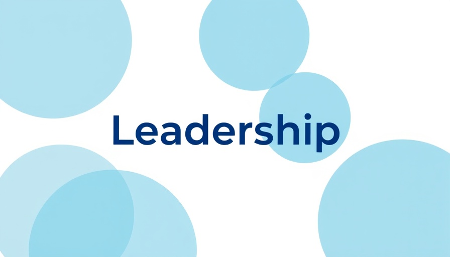Minimalist graphic on leadership concept with blue circles and bold text