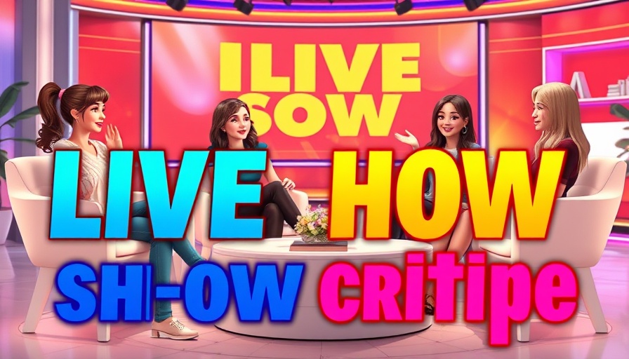 Live Show Love Lives: Women on stage in lively discussion with bold graphics.