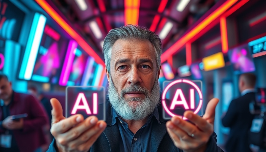 Learn AI Effectively: Man with AI icons against colorful dynamic background