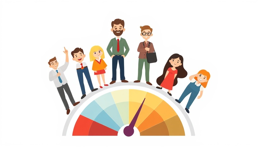 Illustration of team morale gauge showing diverse team progress during a turnaround.