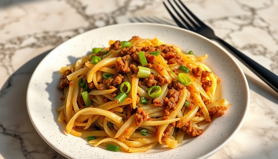 Delicious global recipes stir-fry featuring cabbage and minced meat.
