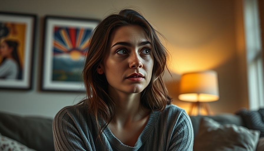 Young woman emotional about moving for love, cozy room setting