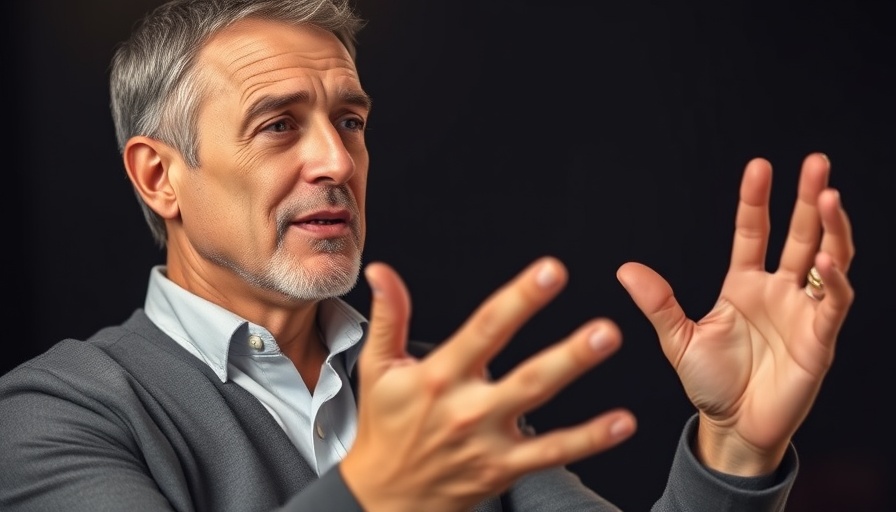 Content quality advice discussion with mature man in focus.