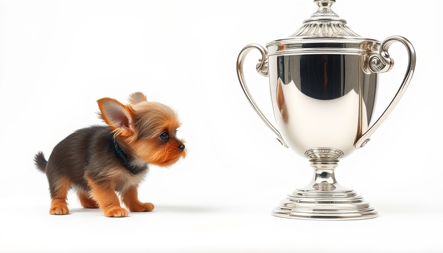 Small dog and large trophy illustrating the success-then-happiness fallacy.