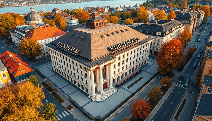 Aerial view of Kunsthaus Zürich in fall, Zurich art scene.