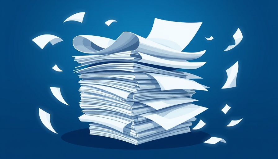 Dynamic illustration of swirling documents for Atlassian Remote Work Practices.