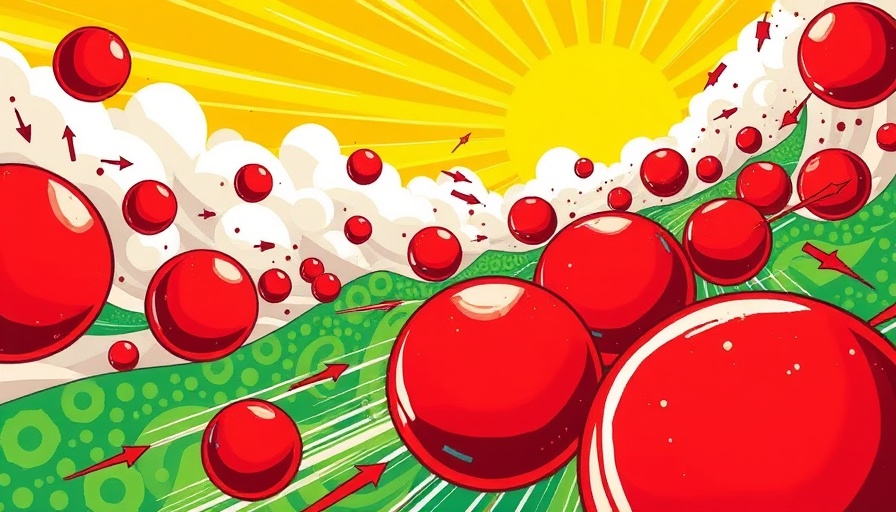 Abstract spheres moving across a vibrant landscape, representing transformative change.