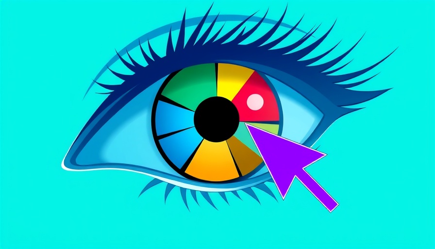 Abstract eye with pie chart iris, cursor clicking, AI empathy crisis in leadership concept.