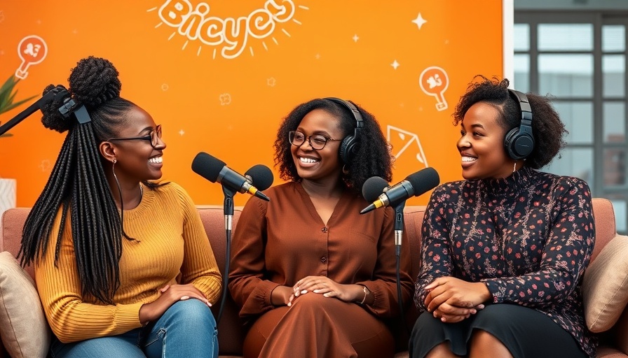 Young African women discussing modern dating on a vibrant podcast.