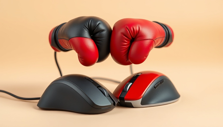 Boxing gloves over mice symbolize digital competition, competition can elevate your brand.