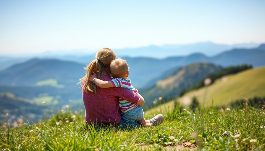 Mother and child enjoy mountain view - travel inspiration for families