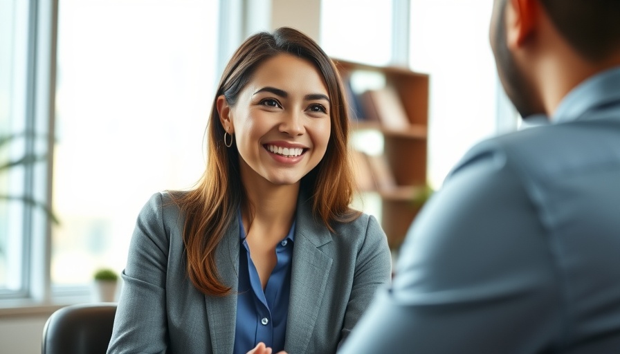 Friendly woman discussing an effective onboarding program in an office.