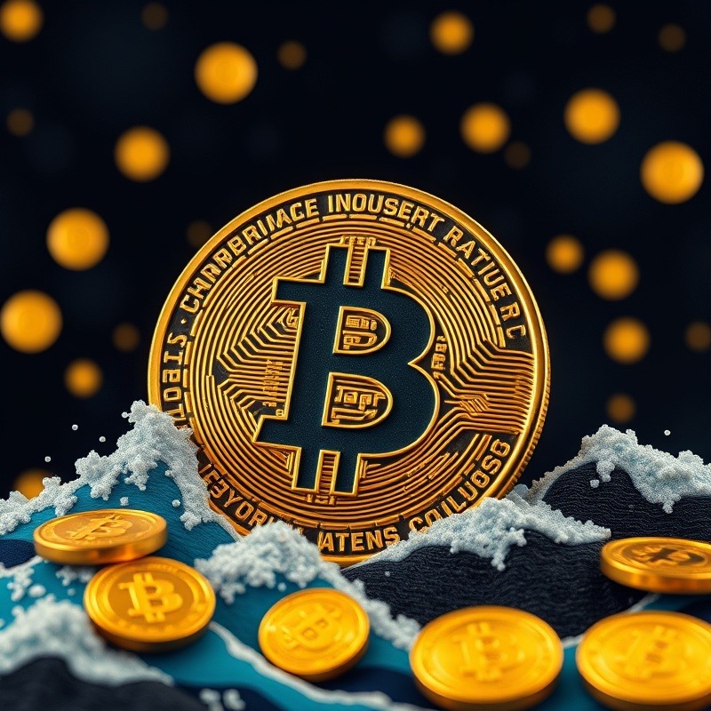 Cryptocurrency coins on dollar bills for entrepreneurs.