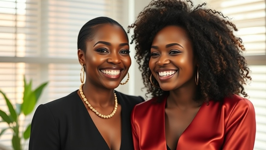 Joyful Nigerian filmmakers Bolaji Kekere-Ekun and colleague in elegant outfits.