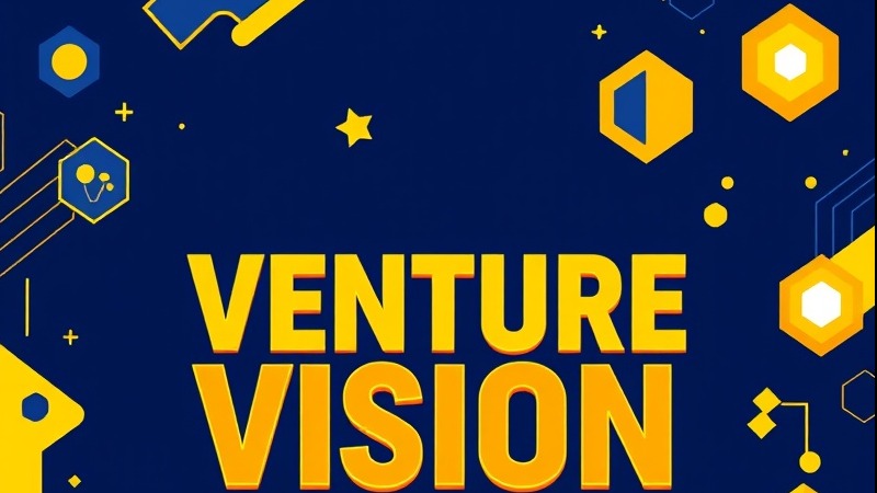 Social media banner for VENTURE VISION PIONEERS PROGRAM with tech and AI elements.