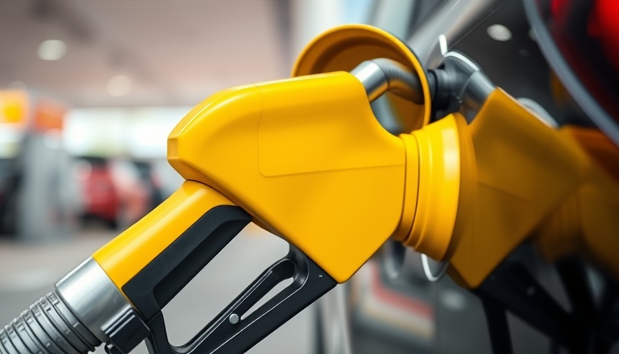 Fuel nozzle in car tank representing falling petrol prices in South Africa.