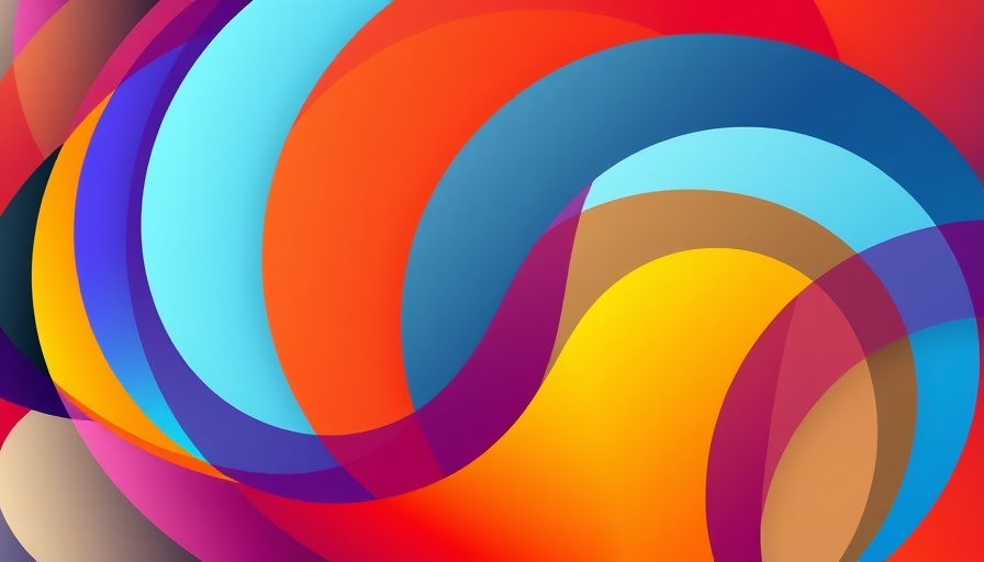 Vibrant abstract design with overlapping colorful curves.