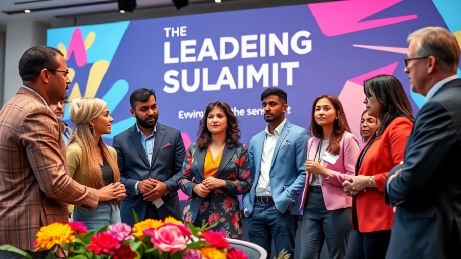 Diverse professionals discuss human-centered leadership at a summit.