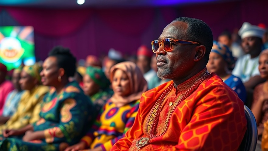 Oshun state governor at a lively PDP endorsement event in colorful attire.
