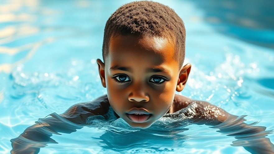 Young African boy swimming with focus, symbolizing youth climate activism in Africa.