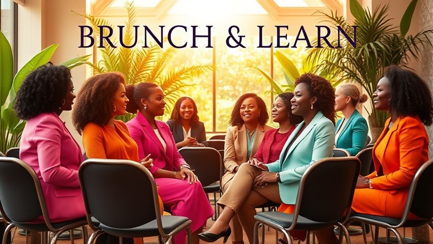 Diverse African businesswomen at a brunch & learn network event in a vibrant conference room.