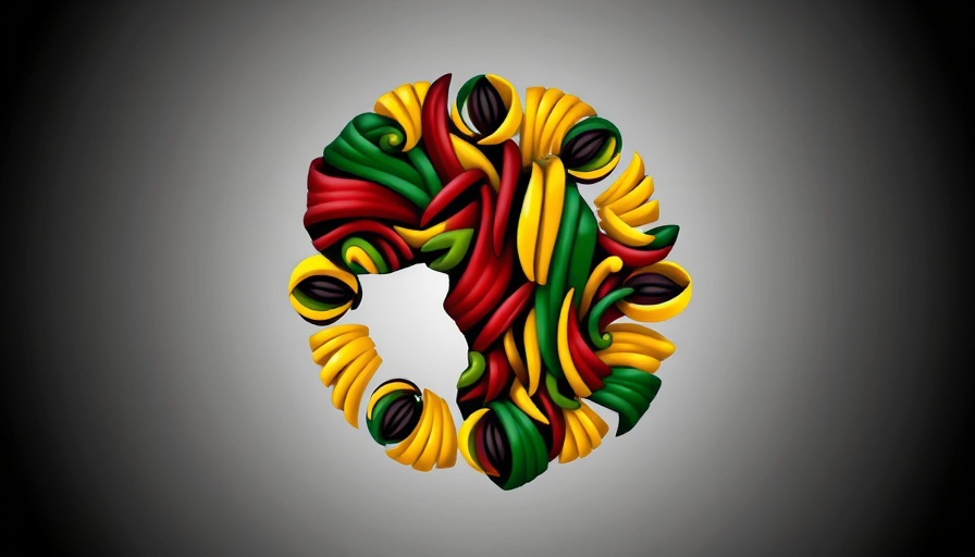 Abstract African design logo symbolizing unity, vibrant colors.