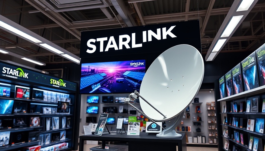 Starlink Kenya ISP display in electronics store, featuring sleek satellite dish.