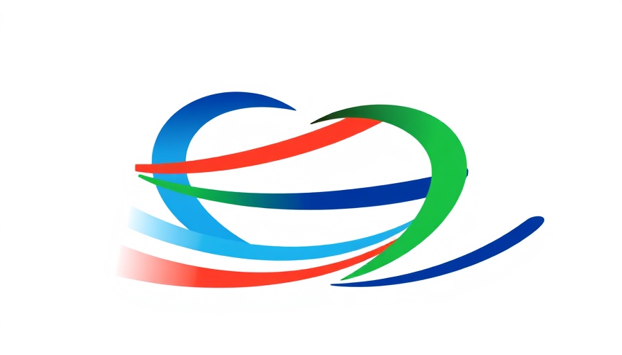 Abstract colorful logo with interwoven lines on white