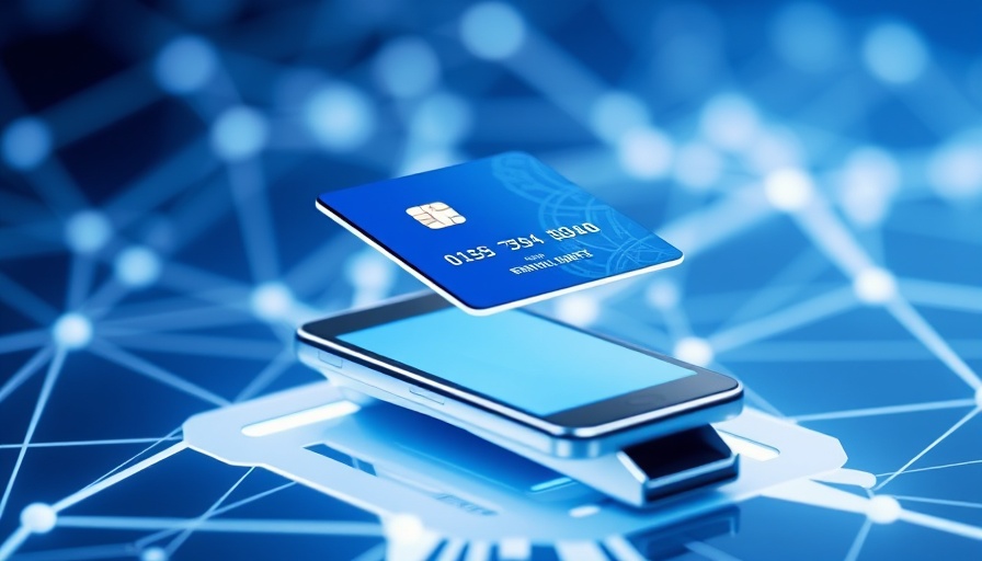 Digital payments revolution with smartphone and card reader.
