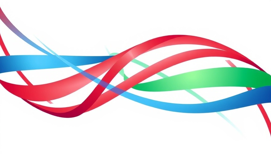 Abstract logo design in overlapping red, blue, and green lines