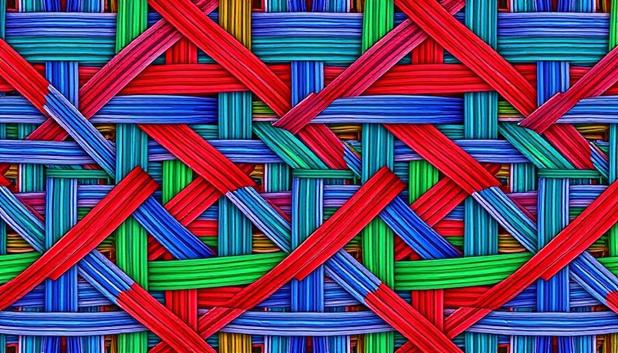 Dynamic abstract pattern with red, blue, and green lines.