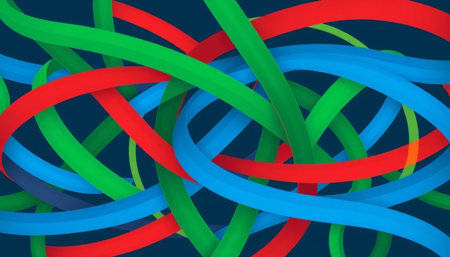 Abstract design with interwoven green, red, and blue lines for Kenya Court Ruling on GM Crops.