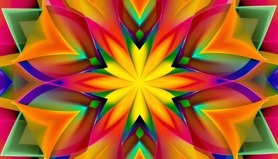 Abstract colorful curves forming a symmetrical pattern