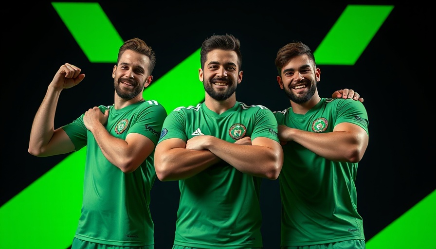 Energetic football players posing enthusiastically, AI in Africa.