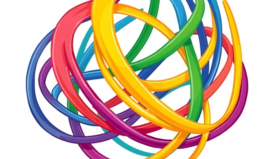 Interwoven colored lines abstract logo related to Sudan political crisis.