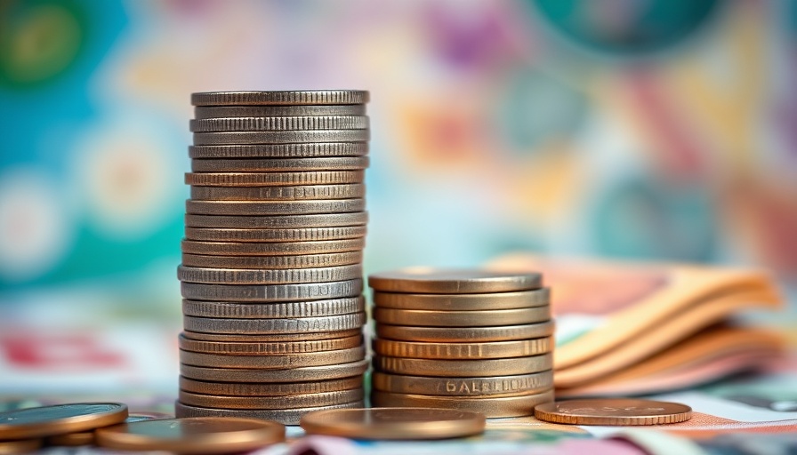 Stack of coins on African currency notes, financial growth concept.