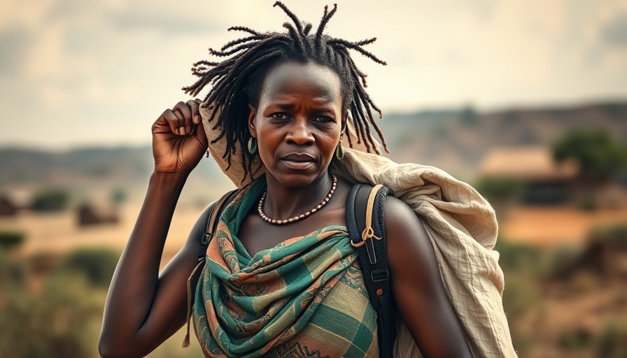 Woman receiving aid in Africa depicting foreign relations.
