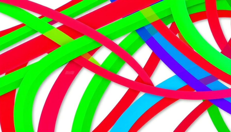 Abstract design of colorful interwoven lines symbolizing connectivity.