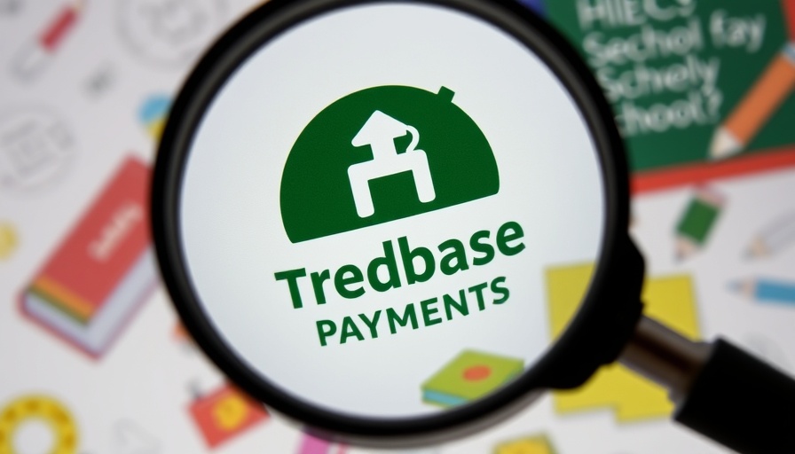 Magnifying glass focused on Tredbase school payments logo, Nigeria