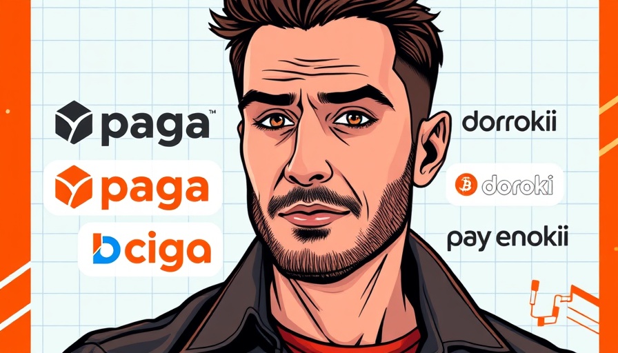 Paga building a fintech ecosystem visual with brand logos and stylized portrait.