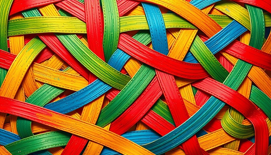 Colorful abstract pattern with interwoven lines symbolizing connection.