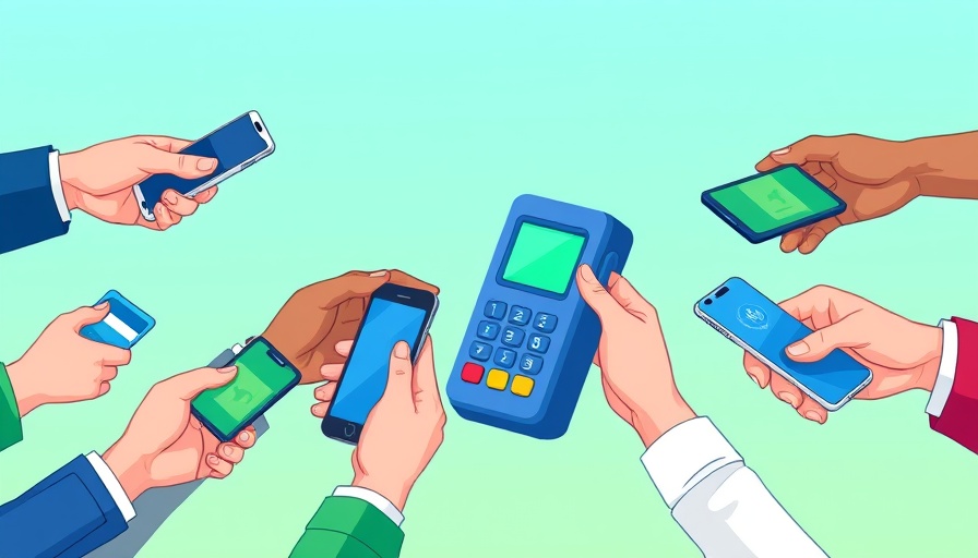 Nigeria tap-to-pay fintech revolution depicted through diverse hands with payment cards and devices above a terminal.