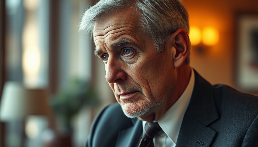 Pensive man in a suit, contemplating, close-up shot.
