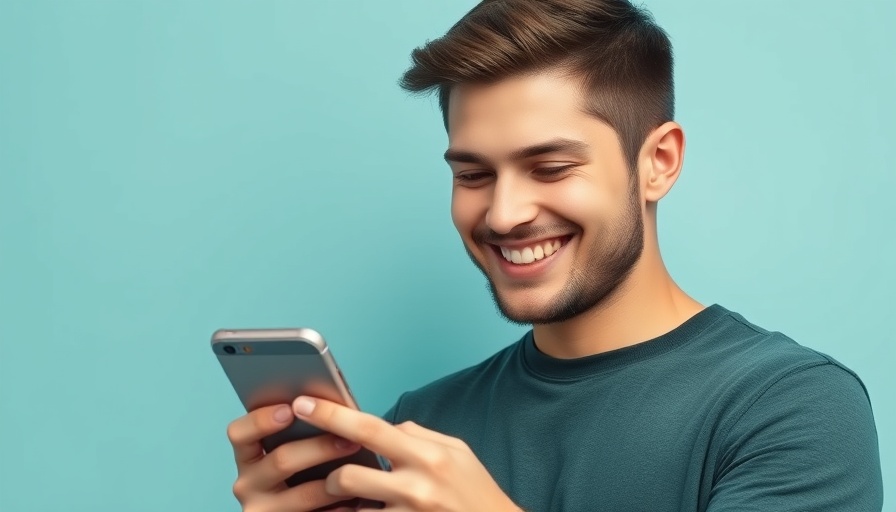 Young man smiling at smartphone, customer acquisition costs Africa.