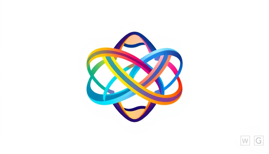 Abstract logo with colorful lines representing connection.