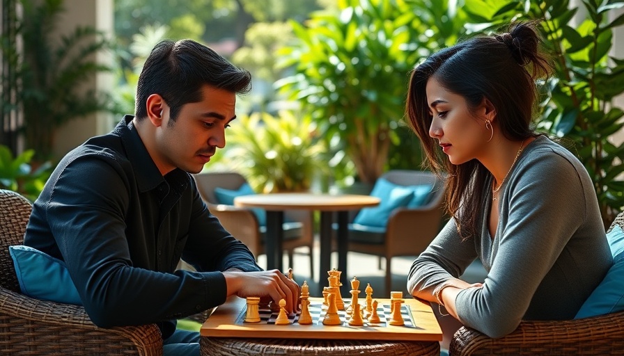 Two people playing chess outdoors, symbolizing strategic challenges in African tech innovation.