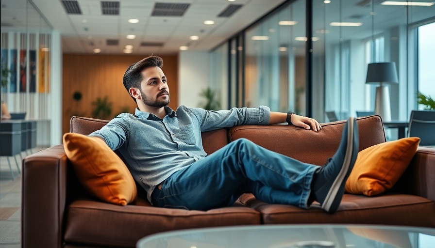 B2B cross-border payments expert relaxed in a modern office.
