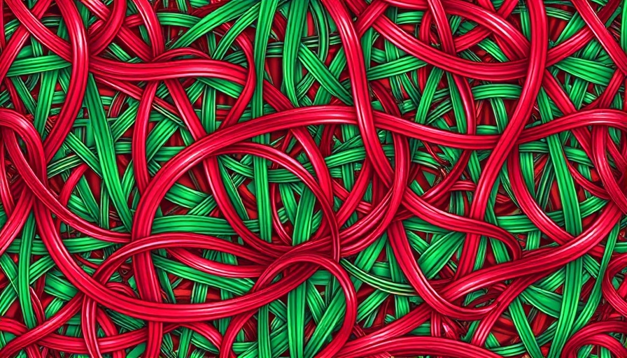 Colorful abstract pattern with interwoven lines representing international connections.