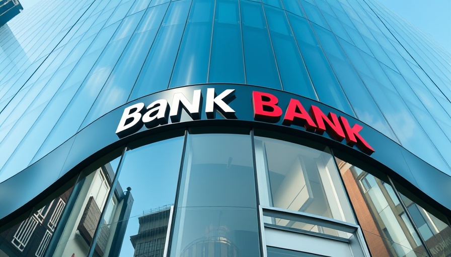 Modern bank building with reflective facade showcasing bank logo, symbolizing Nigeria e-payments surge.
