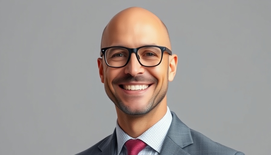 Confident man with glasses smiling, plain background